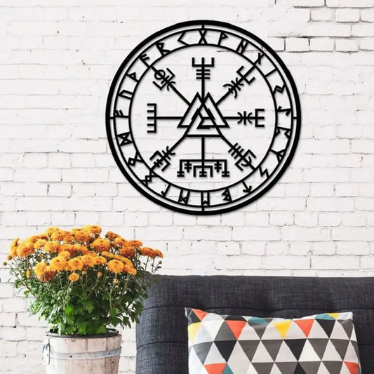 Norse Compass Iron Wall Art | Viking Vegvisir Home Decor