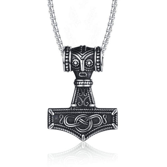 Norse Anchor Mjolnir Necklace | Viking Titanium Steel Pendant